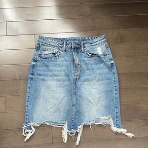 Distressed Denim Skirt